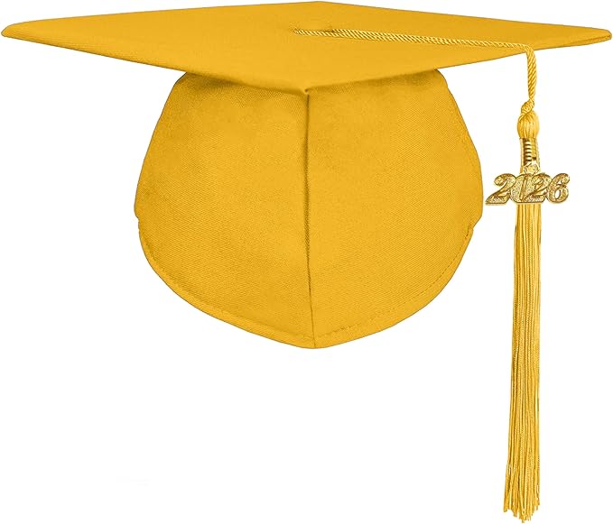 GradPlaza Matte Graduation Cap 2025 and 2026 Tassel Adult Graduation hat for High School College