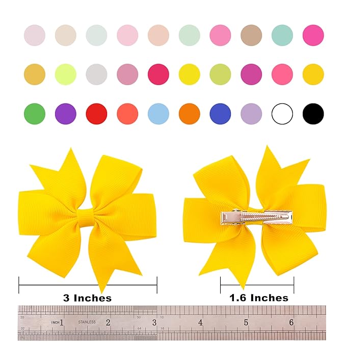 60Piece Grosgrain Ribbon Pinwheel Hair Bows Boutique Bow Alligator Clips For Girls Toddlers Teens Gifts In Pairs