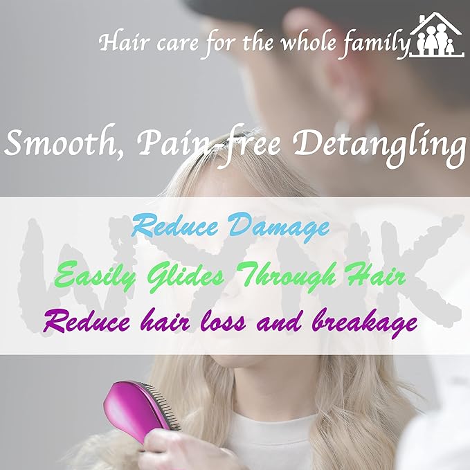 WYNK Gentle Detangling Hair Brush for Adults & Kids Ã¢ÂÂ 2 Pack, Painless for Wet or Dry Curly/Straight Hair, Reduces Breakage, Comfortable Scalp Feel