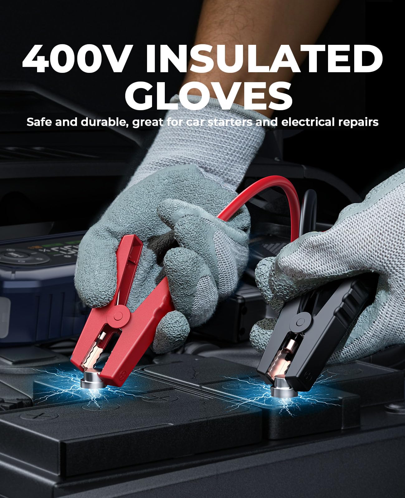 YaberAuto 10-in-1 Jump Starter with Air Compressor 6000A 150PSI Car Battery Jump Starter (All Gas/10L Diesel) 12V Jump Box Car Battery Jumper Starter Portable Jumper Cables, 150W DC, Gloves, Lights