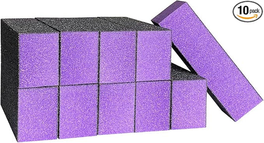 10 Pcs Nail Buffer Sanding Block Polisher Buffing File 100/180 Grit 3 Sides Nail Files Art Pedicure Manicure File(Black Purple)