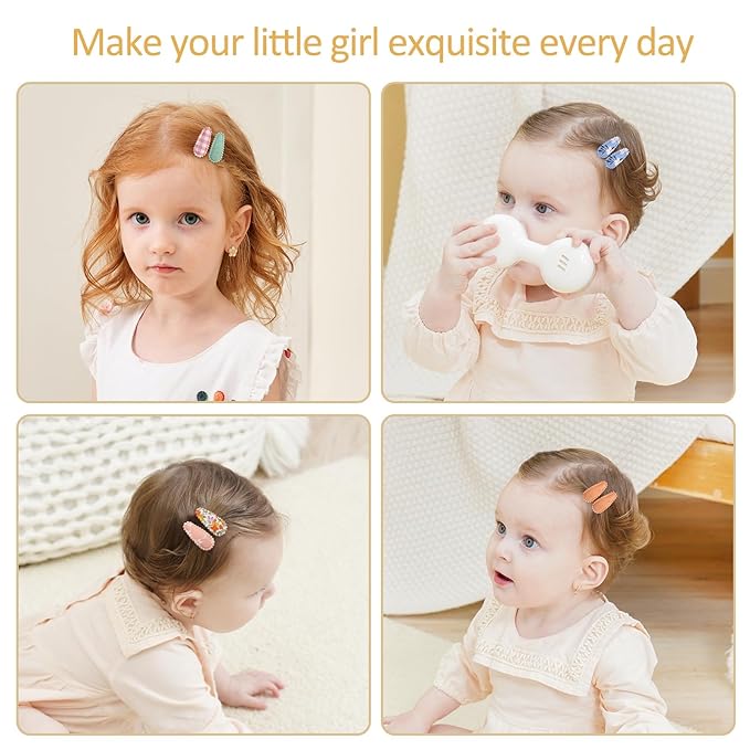 60 PCS Snap Flower Pattern Hair Clips for Fine Hair - 1.5 Wrapped Mini Barrettes and Hair Accessories for Infants and Toddlers
