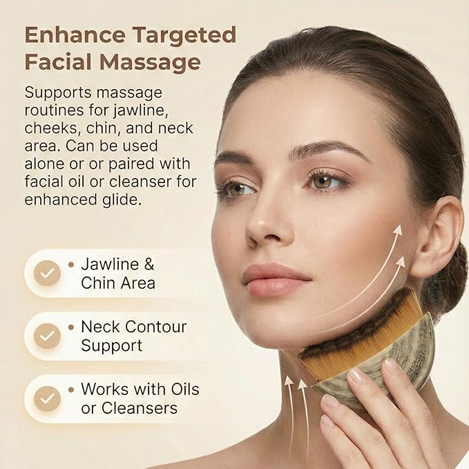 Lymphatic Contour Face Brush, Manual Lymphatic Drainage Massager with Soft Durable Bristles, Ergonomic Sculpting Facial Cleansing Brush with Protective Case for Face & Neck