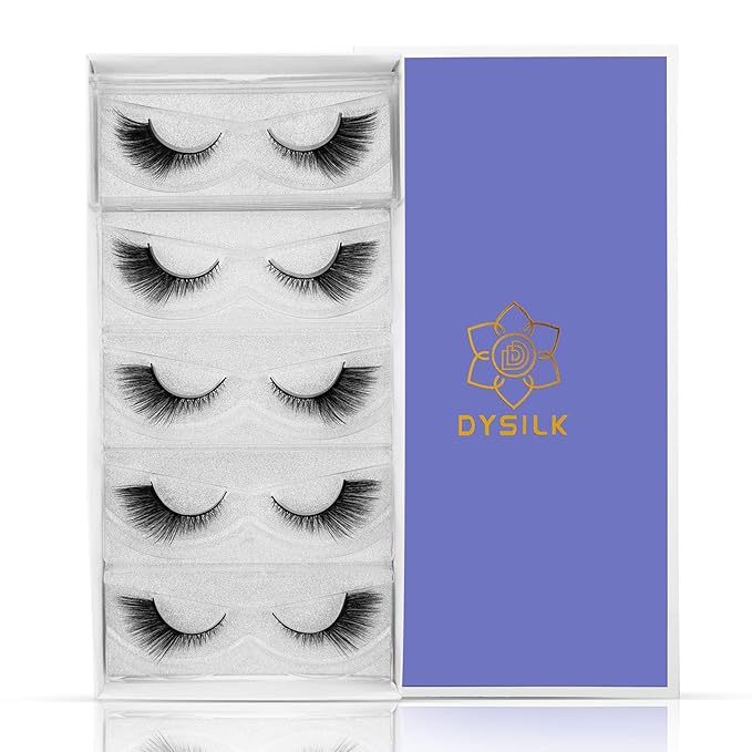 DYSILK Eyelashes Mink Lashes - False Eyelashes Fake Lashes 5 Pairs 6D Lashes Cat Eye Fake Eyelashes Strip Lashes Reusable Faux Mink Eyelashes Lash Extension Kit | Angel 4mm-17mm