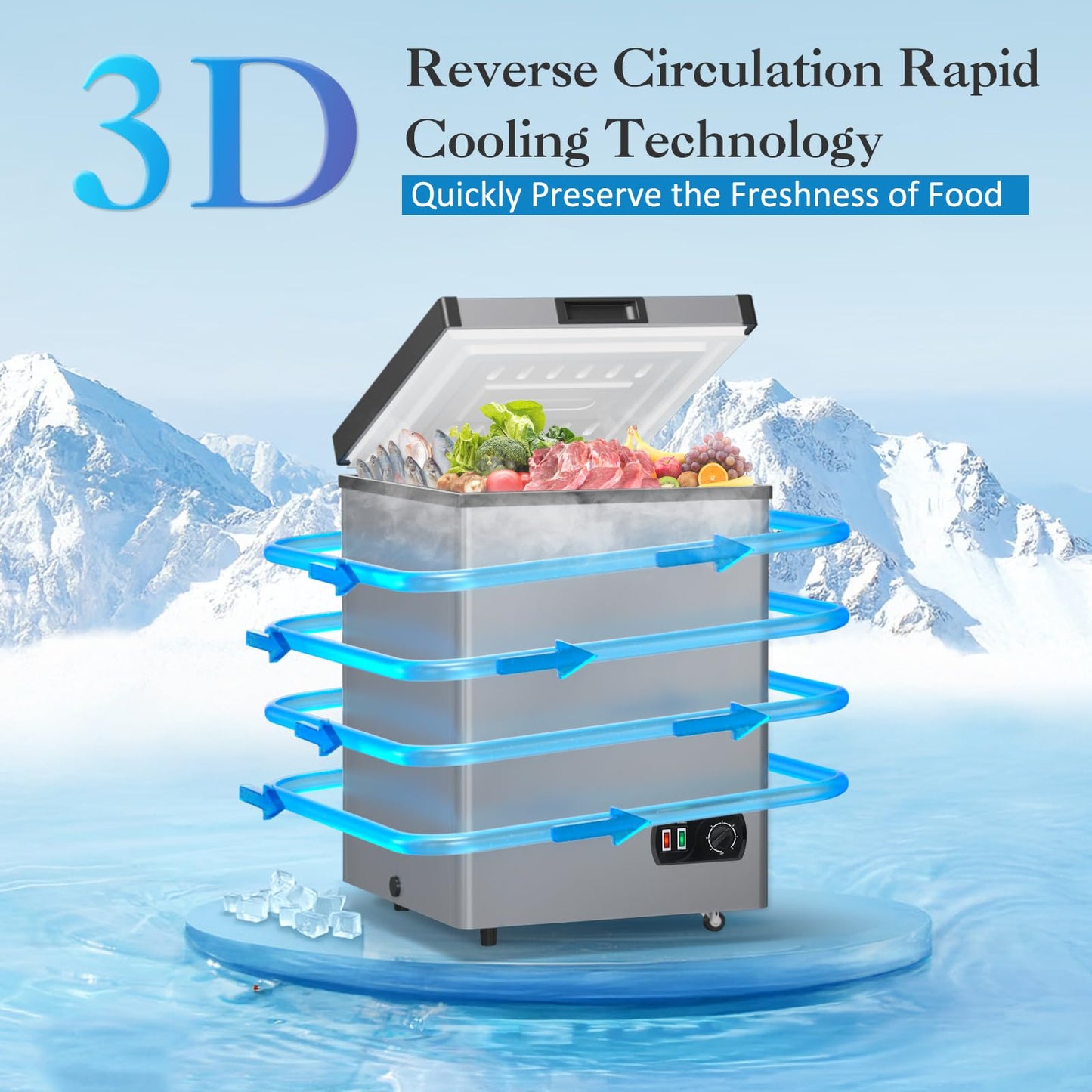 4.2 Cu.Ft Deep Chest Freezer, Small Deep Freezer with Adjustable Thermostat, Top Open Door Freezer with Removable Basket, Quiet Operation, Ideal for Kitchen, Apartmen,Office, Shop, Bar, Gray