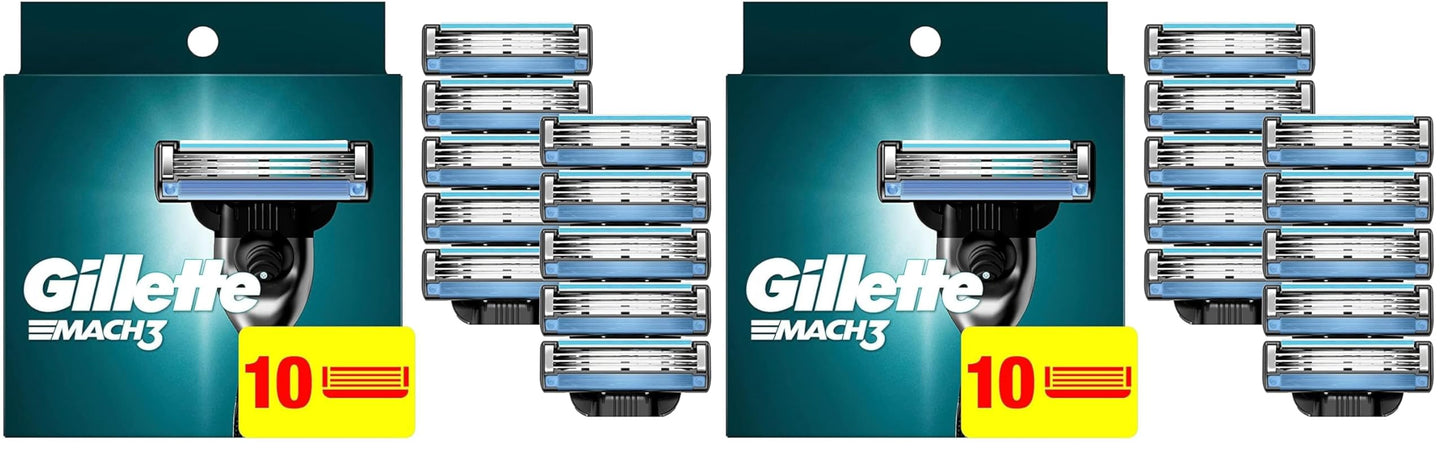 Gillette Mach3 Razor Refills for Men, 10 Razor Blade Refills, (Pack of 2)