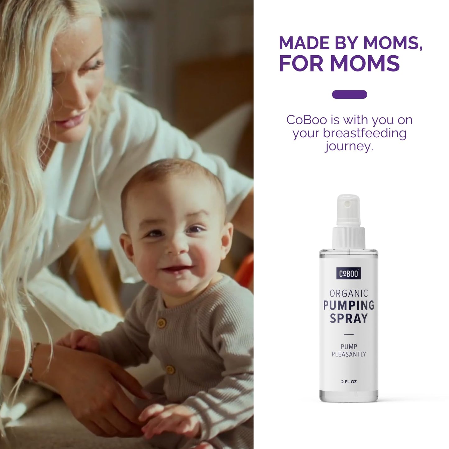 CoBoo Pumping Spray 2 Fl Oz | Organic Skin Lubricant for Breast Pumping | Pump Flange Spray for Breast Shields | Vegan & Lanolin Free, Made in USA | Helps Sore Nipples & Clogged Milk Ducts