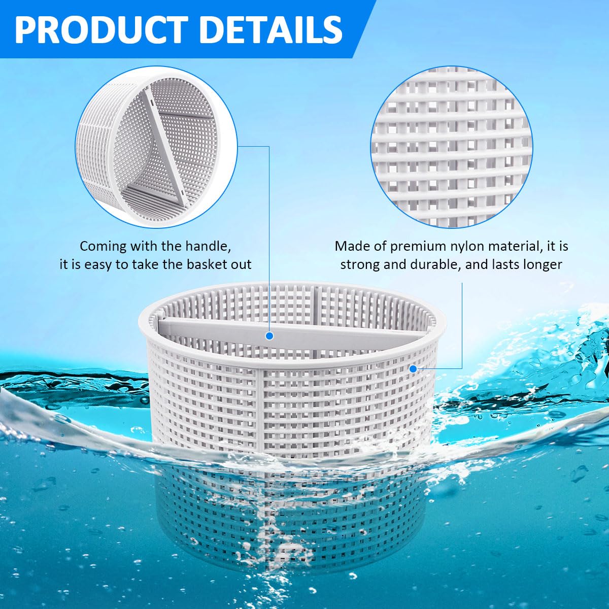 NOOTO B-152 Replacement Basket for Hayward Swimming Pool Skimmer Basket SPX1082CA 1082CA 7" B152 - White