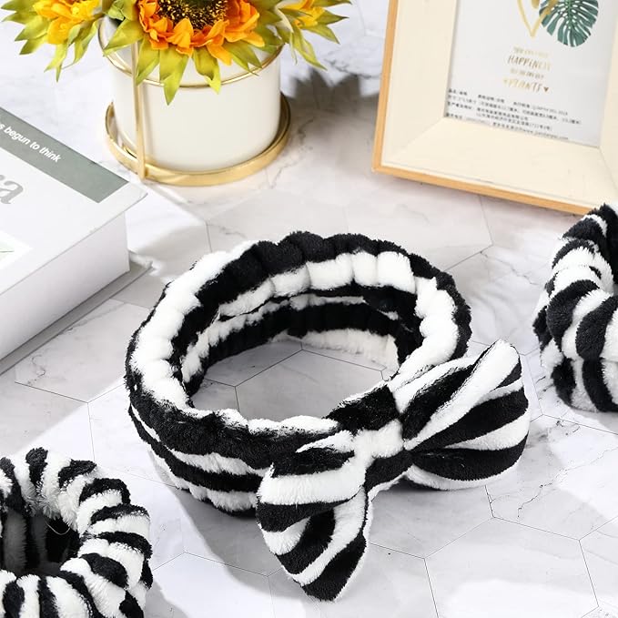 Hanaive Headbands for Women for Washing Face Spa Headband and Wristbands, Makeup Headband for Washing Face, Soft Facial Makeup Head Band, Shower Skin Care Hair Supplies