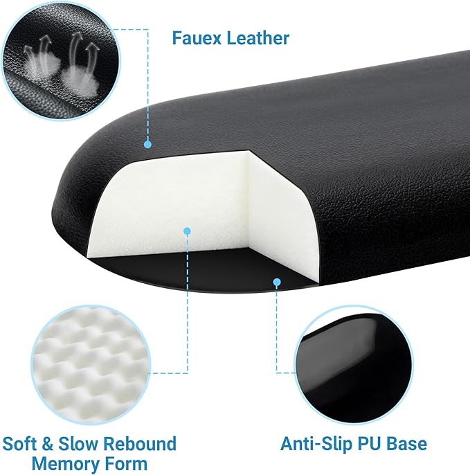 PU Leather Keyboard Wrist Rest, Ergonomic Memory Foam Wrist Support for Pain Relief, Waterproof & Easy to Clean Hand Rest Pad for Office, Gaming & Mechanical Keyboards (Classic Black)