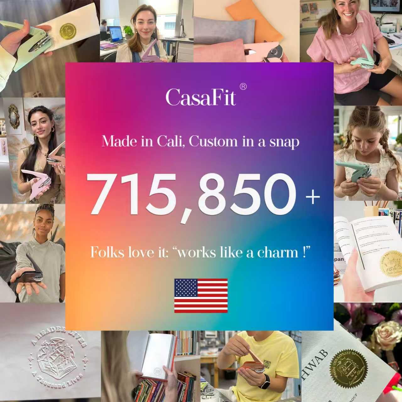 CASAFIT Book Embosser Personalized, Custom Stamp - Library Stamp Personalized Gift Set for Book Lovers | Women | Teachers | Wedding | Friends