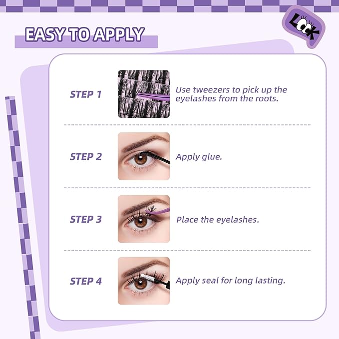B&Q Manga Lash Clusters Kit Anime Lashes 8-18mm Mixed 144pcs Eyelash Extension Kit Thick Curly Manga Style Feature Spike Eyelash Clusters Perfect Choice for Beginners at Home(KIT-Anime 02)