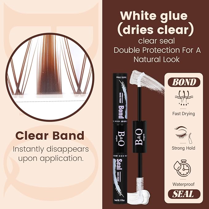 B&Q Brown Fairy Lash Clusters Kit Manga Lashes Clusters, Wispy Light Brown Eyelash Cluster Kit C-Curl 8-16mm DIY Lash Eyelashes for Fair/Dark Hair, Lightweight & Invisible Band(Mochalash Fairy 04 Set)