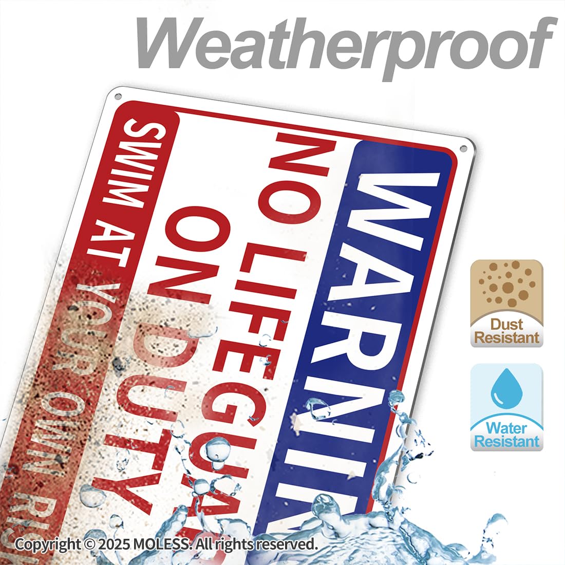 MOLESS 2 Pack Pool Safety Signs Bundle – 14x10 Inch Pool Signs for Outside Outdoor Decor, No Lifeguard on Duty & Child Supervision, Durable 0.040 Aluminum Weatherproof, Easy to Mount, PSP-2302