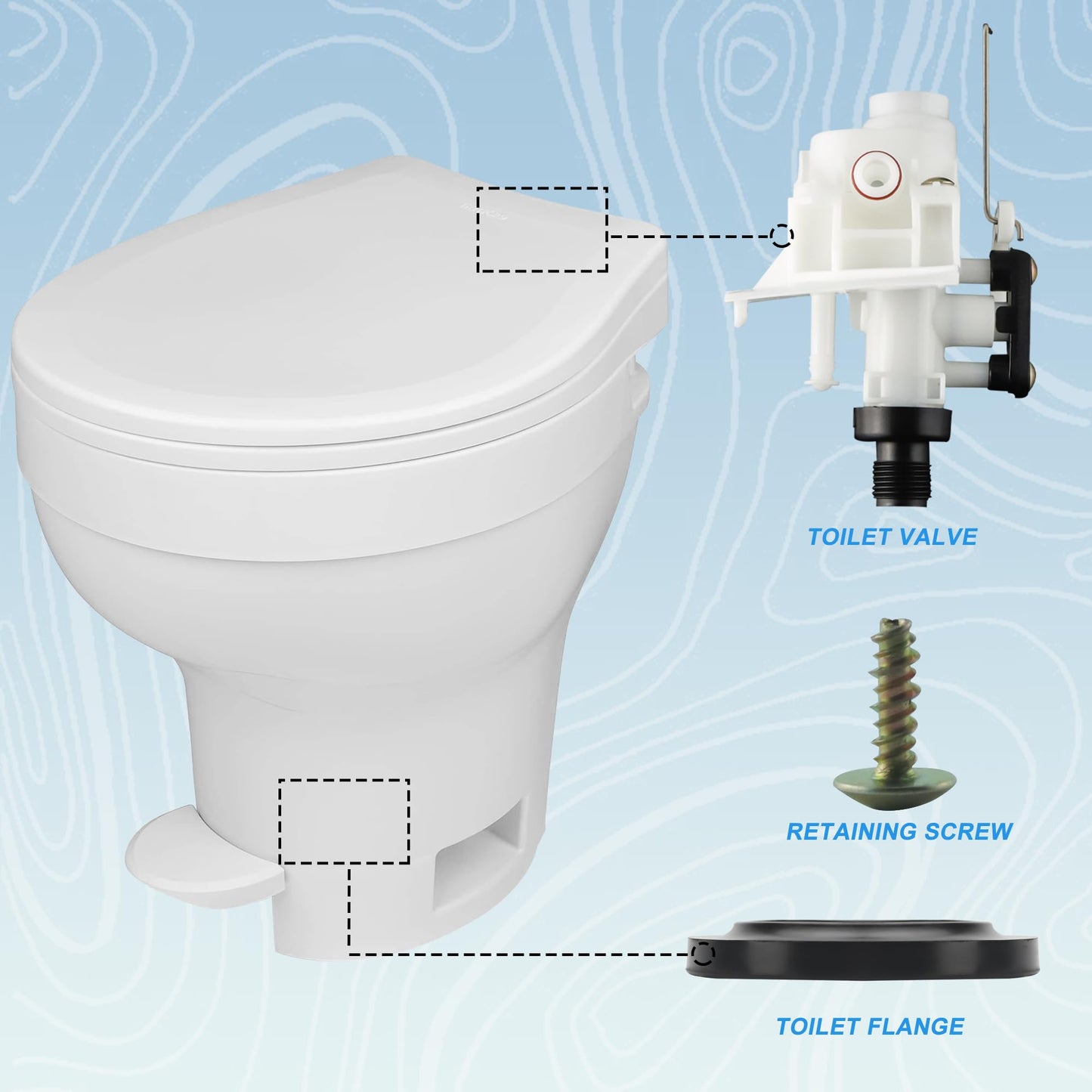 31705 31688 31687 31653 RV Toilet Water Valve kit- Freeze Resistance & Leakage-Resistant RV Toilet Parts for Thetford Aqua-Magic V High and Low by Vypart