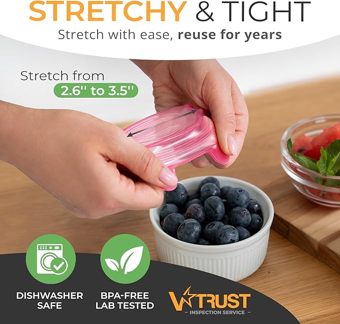 Orblue Silicone Stretch Lids 6-Pack Small for Fresh Food Storage - Seal in Flavors, Keep Food Fresh and Reduce Waste Pink