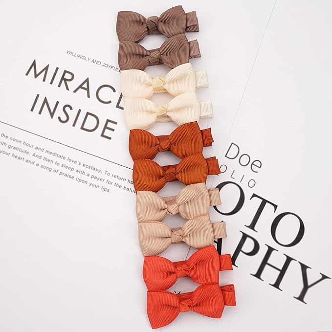 CLLOT Hair Clips, 70PCS Baby Girls Fully Lined Baby Bows Hair Pins Tiny 2' Hair Bows Alligator Clips for Infants Toddlers in Pairs
