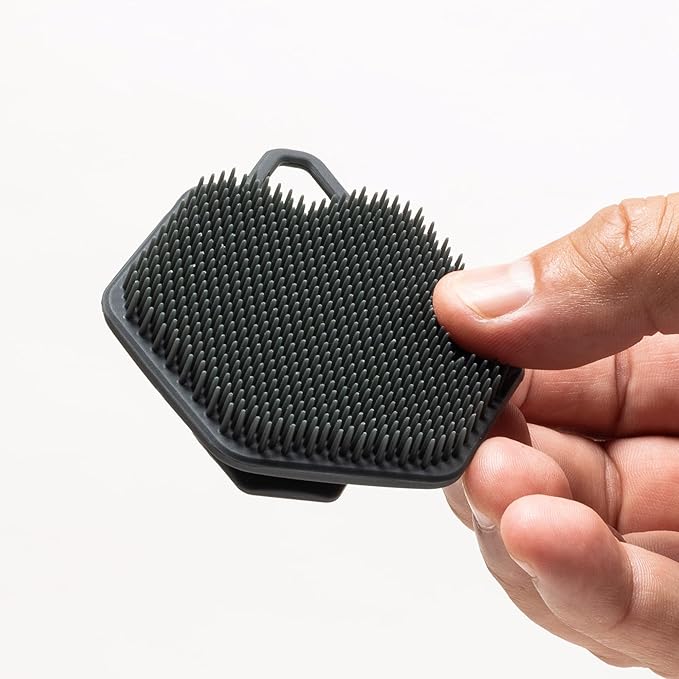 TOOLETRIES MenÃ¢ÂÂs Face Scrubber 2.0 - Silicone Facial Cleansing Brush for Daily Use, Larger Surface Area, Longer Bristles for Deeper Exfoliation, Quick-Dry Design, with Hang Loop - Charcoal