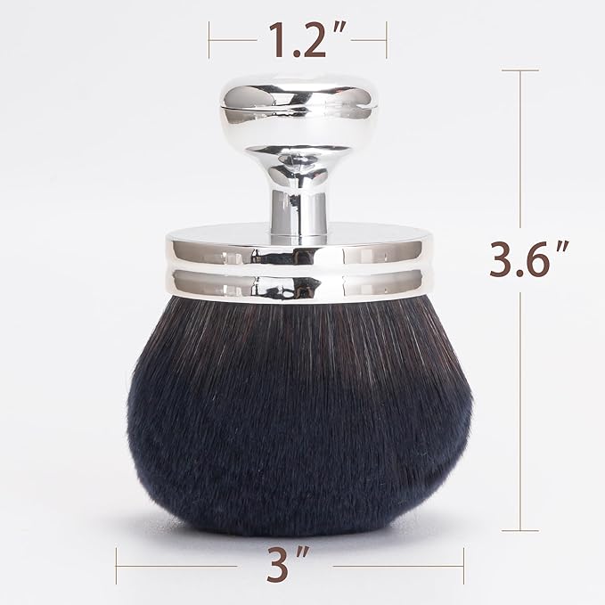 Blend & Blur Extra Large Body Makeup Brush for Self Tanner,Leg Makeup & Bronzer Self Tan Applicator, 3.2inch Wide Round Head Kabuki Brush For Application with Drawstring Bag (Silver - Black)