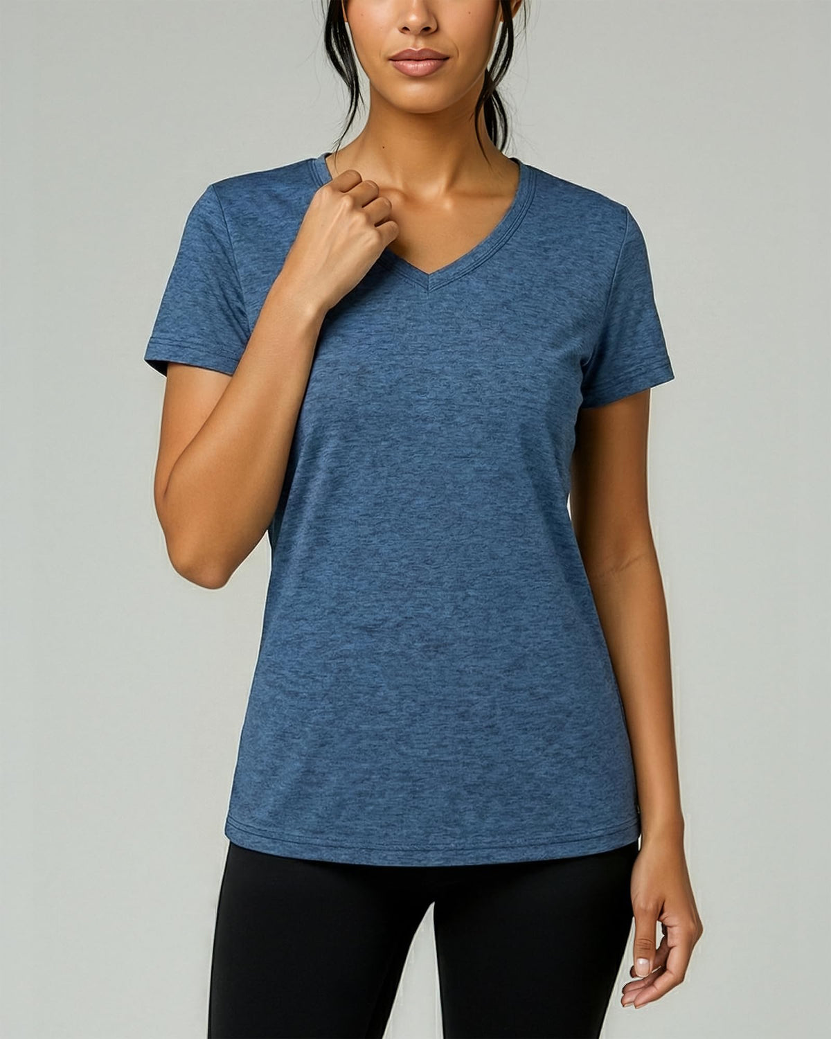 Real Essentials 5 Pack: Women's Dry-Fit Short Sleeve V Neck T Shirt Workout Fitness Yoga Top Tee, Set 8, XXL