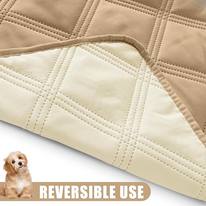 Smiry Waterproof Dog Bed Cover Blanket 30x70, Soft Reversible Pet Blanket, Washable Leakproof Cats Dogs Couch Cover for Sofa, Couch, Furniture, Camel/Beige