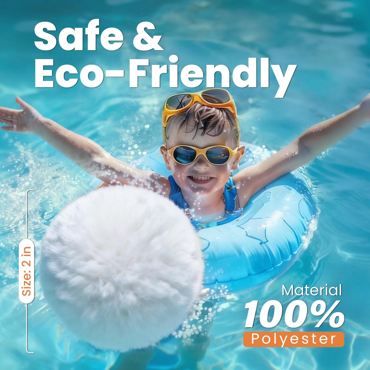 Vidapool 3.1 lbs Pool Filter Balls for Sand Filter Pumps, Reusable White Filter Balls for Swimming Pools, Efficient & Lightweight Sand Filter Balls, Replaces 100 lbs Pool Filter Sand