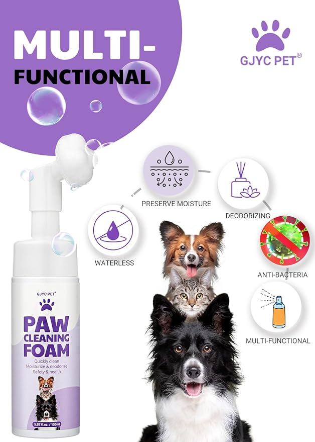 Magic Brush Paw Cleaner for Dogs & Cats, No-Rinse Foaming Pet Foot Washer with Built-in Scrubber Brush for Dirty, Muddy Paws – Suitable for Small, Medium & Large Dogs, Puppies, Kittens (5 fl oz)