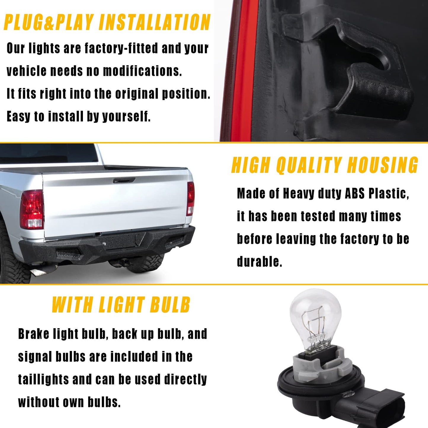Boine Left Side Tail Light Compatible With 2009-2018 Dodge Ram 1500 2500 3500 - Bulb Included (Left Driver Side)