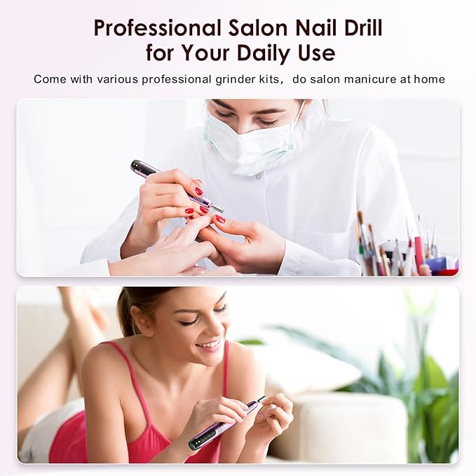 COSLUS C20 Cordless Nail Drill Electric File: Professional for Acrylic Gel Dip Powder Nails Portable Nail Drill Machine Kit for Manicure Pedicure Nail Set with Everything Rechargeable Lightweight