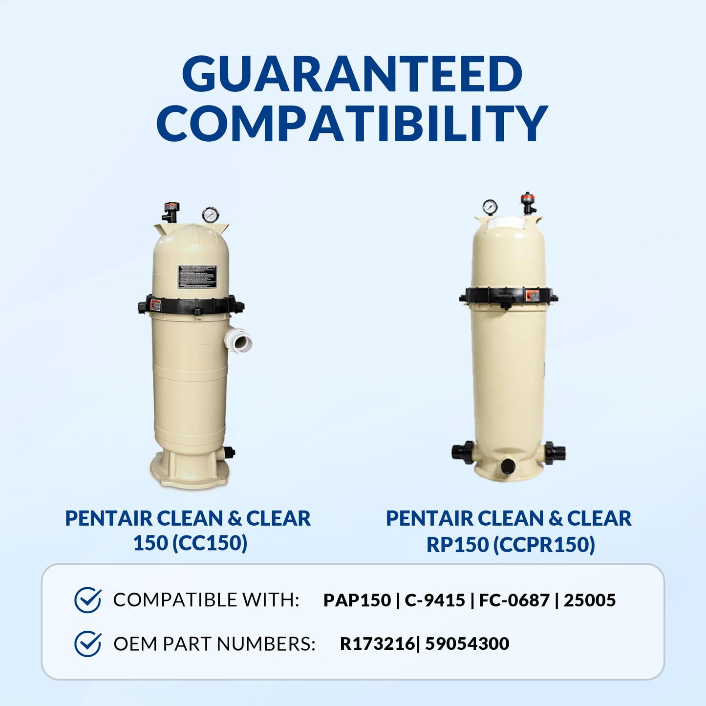 Swimara Pro Series Filter Cartridge, Replacement for PAP150 R173216 59054300 Unicel C-9415 Filbur FC-0687, Compatible with Pentair Clean & Clear 150, 3oz Trilobal Fabric, 150 Sq. Ft.