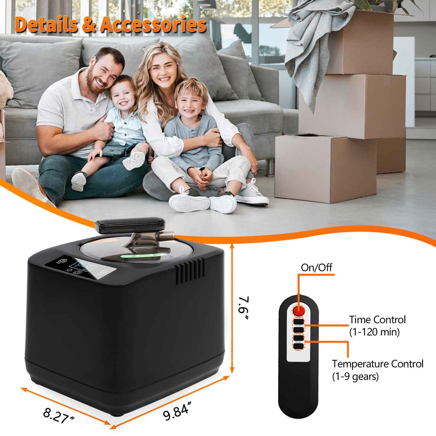 Portable Sauna Steamer Machine with Remote Control, 3L 1200W Upgrated Steam Generator for Sauna, 9 Levels, 120 MIN Timer, for Home Spa Sauna Accessories