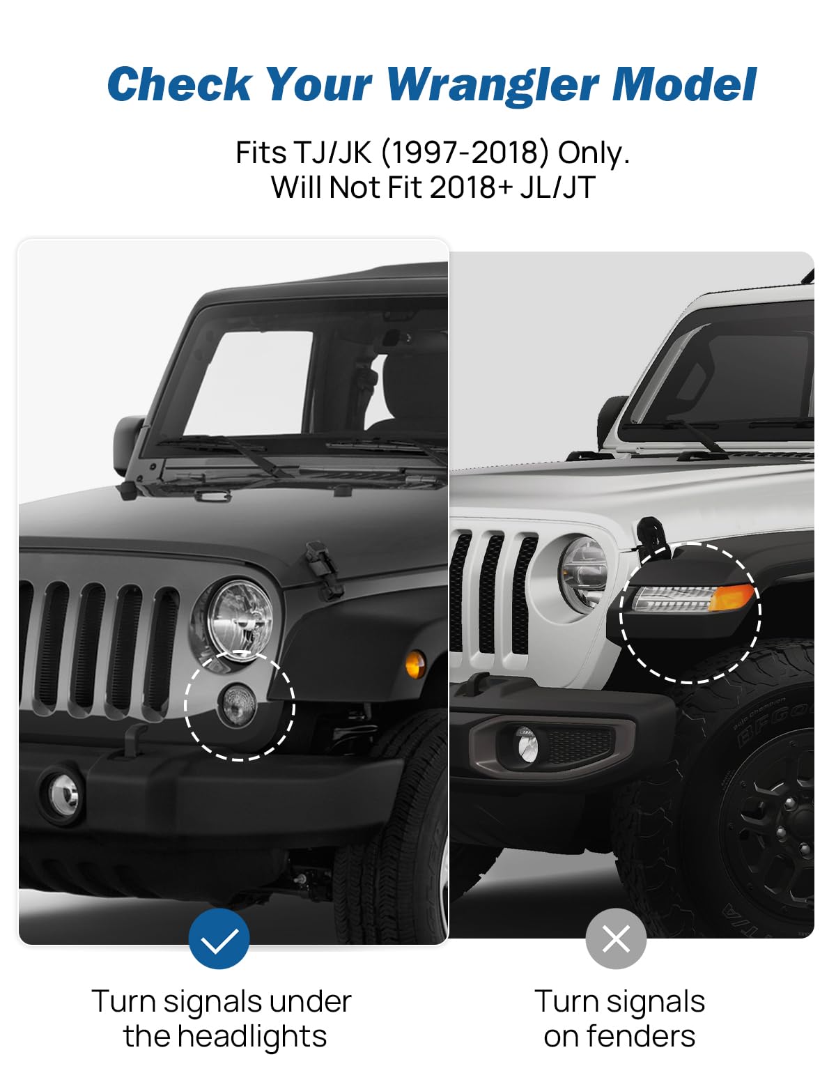 JOYTUTUS Wrangler Mirrors Doors Off Compatible with Wrangler TJ JK & Unlimited, Wrangler JK Side Mirrors for Wrangler 1997-2018, Wider View No Vibrate & Wobble (Patented), Does Not Fit on Doors