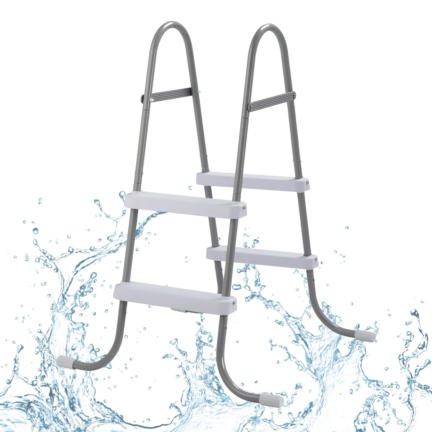 Outvita Metal Frame Above Ground Swimming Pool Entry, 2 Step Exit Ladder for 33" High Wall Pools, 300 Pound Capacity