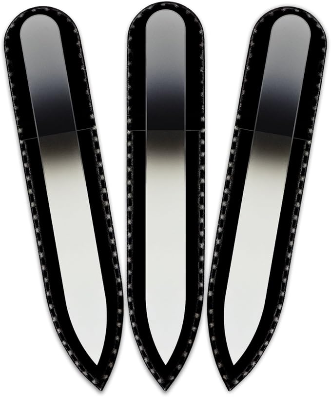 Mont Bleu Rainbow Crystal Nail File in Black Pouch - Small - Purse Size - Czech Tempered Glass - Handmade in Czech Republic - Beauty Nail File