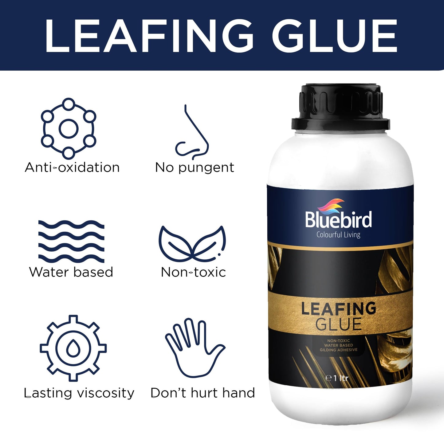 Bluebird Gold Leaf Adhesive 33.8 Fl Oz / 1 Liter Gilding Adhesive, Leafing Glue for Art and Craft