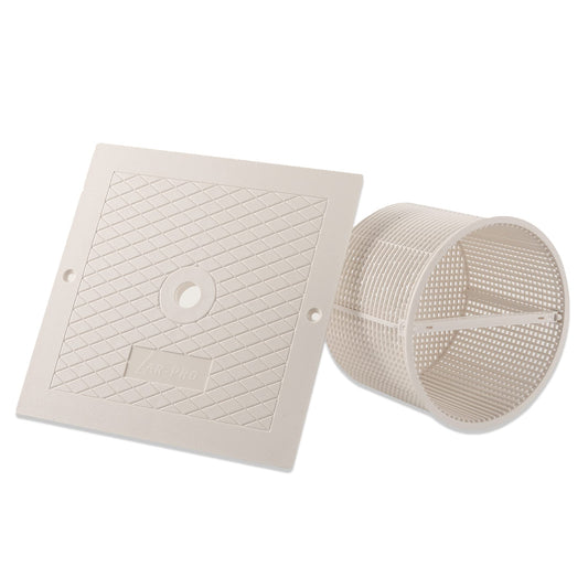 (Combo Pack) Exact Replacements Hayward SPX1082CA Skimmer Basket and Hayward SPX1082E Skimmer Cover (White) - Skimmer Basket Assembly and Square Lid for SP1O82, SP1083, SP1084, SP1085, and SP1086
