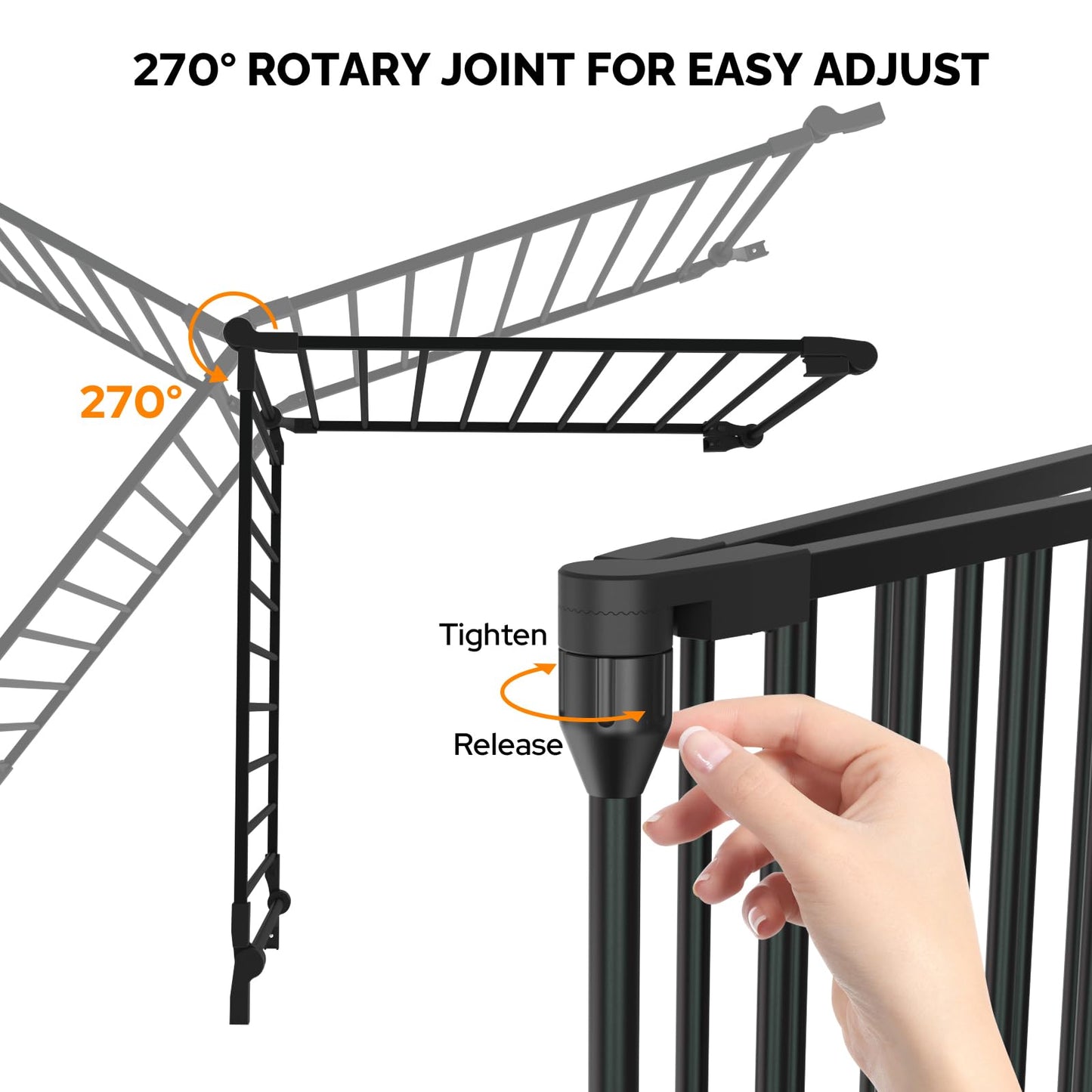 Bonnlo 120 Inches Wide Configurable Baby Gate, Fireplace Safety Fence/Guard, Adjustable 5-Panel Metal Play Yard for Toddler/Pet/Dog, Christmas Tree Fence, Includes 4 Pack of Wall Mounts, Black