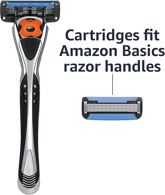 Amazon Basics 5-Blade Razor Refills for Men with Dual Lubrication, Hypoallergenic, Clean Shave, Precision Beard Trimmer, 12-Pack (Fits Amazon Basics Razor Handles only)