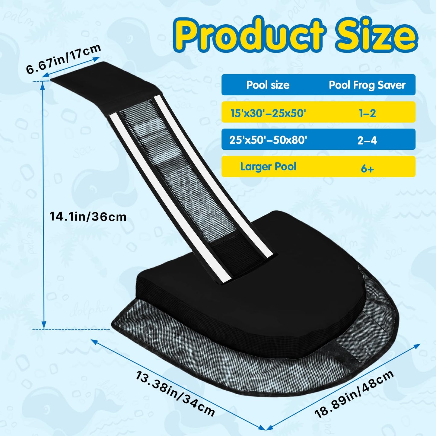 SDLDEER Animal Saving Escape Ramp Critters, 2Pcs Frog Saver Pads Ladder for Swimming Pools Lily Pad for Frogs Float Life Saving Wildlife Duck Creature Rescue Bridge Log Maintenance Kits（Black）