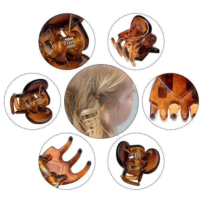 YOHAMA 36 PCS Brown Mini Hair Claw Clips Great for Design Kids and Adult Hairstyles Decoration Buns, Pining Bangs Strong Grip Multifunction Clamp Clips.