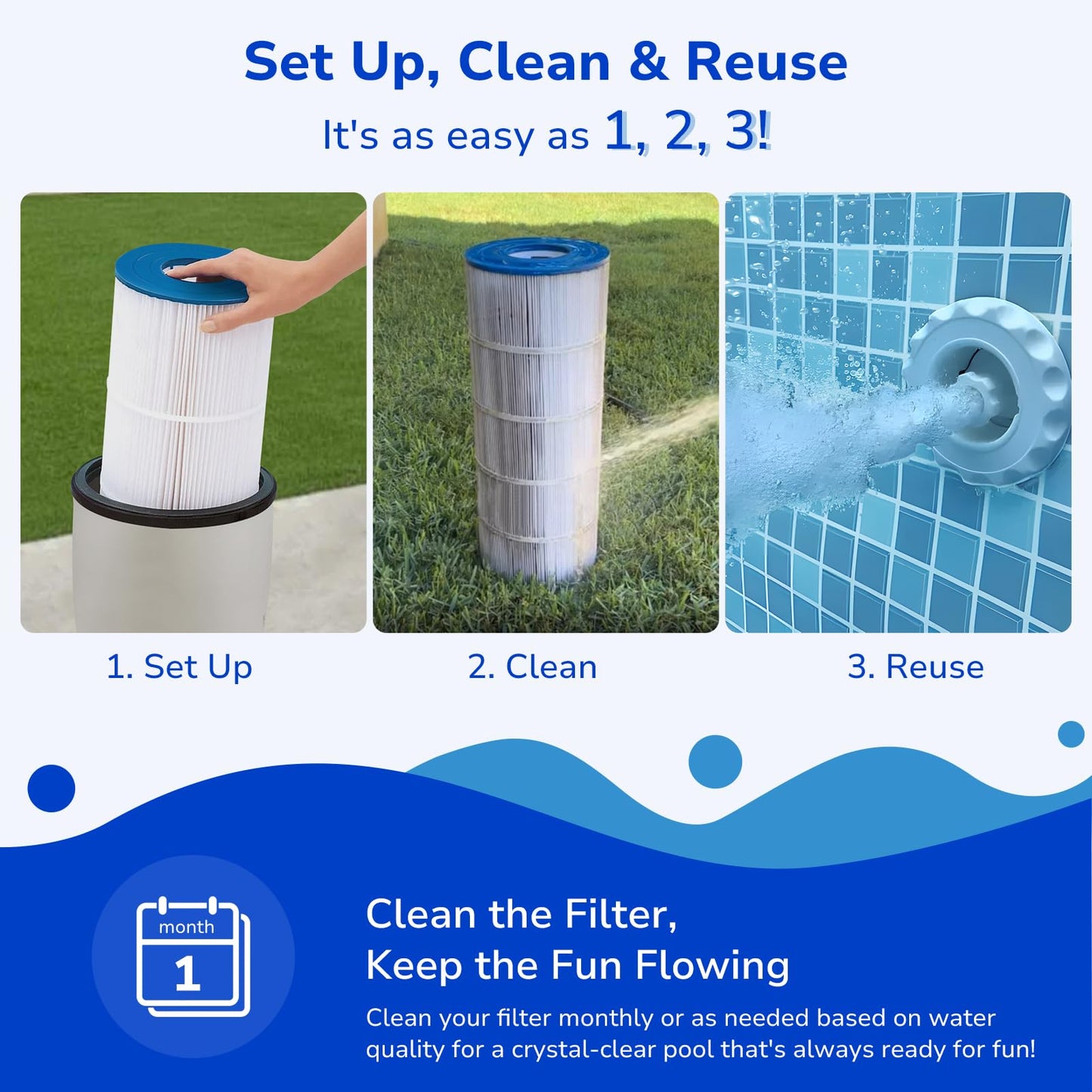 Fil-fresh PXST100 Pool Filters Cartridge Compatible with Hayward XStream CC1000, Replaces Pleatco PXST100, Hayward CCX1000-RE, Unicel C-8311, Filbur FC-1285, 817-0100N/P, 100 sq. ft, 1-Pack