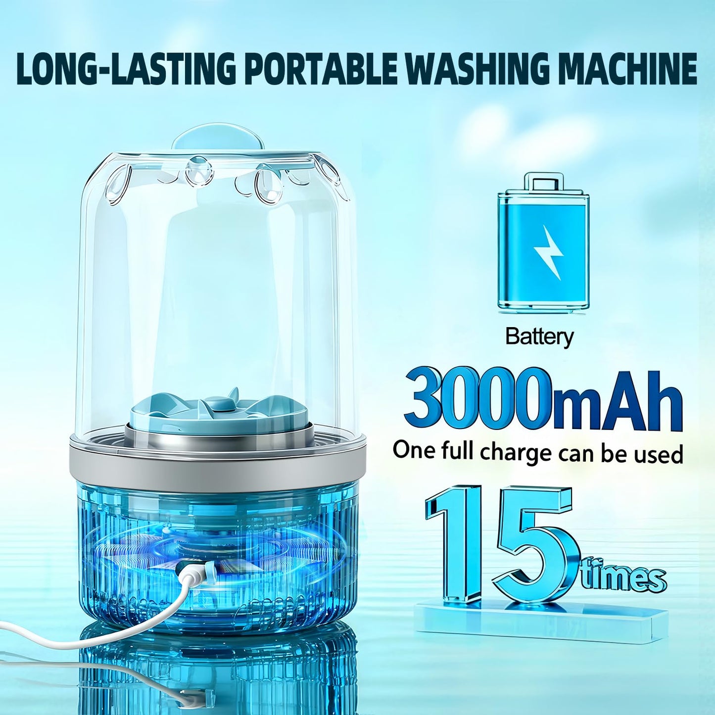 KiiDAS Portable Mini Washing Machine - 2025 Upgraded Washer for Underwear, Bra, Socks - Rechargeable Cordless Laundry Cup - Compact Travel Washers