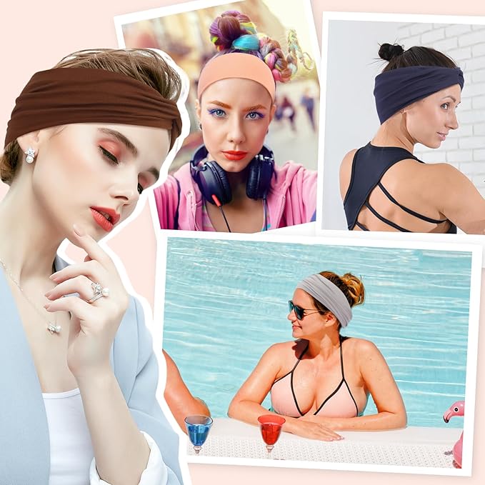 Panleding 12 Pcs Stretchy Headbands for Women, Absorbed Sport Headband Soft Twist Knotted Headbands for Daily Life Yoga