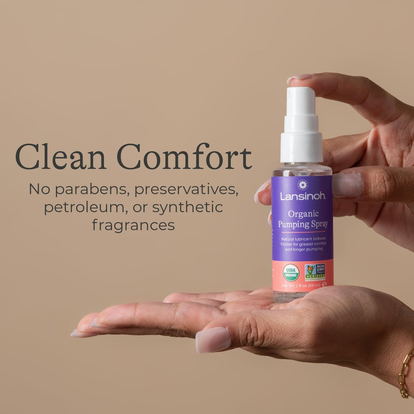 Lansinoh Organic Pumping Spray – Lanolin-Free Flange Lubricant, Breast Pump Spray | Hypoallergenic, Vegan, Plant-Based Breastfeeding Essentials for Sore Nipples & Moisturized Skin, 2 Fl oz
