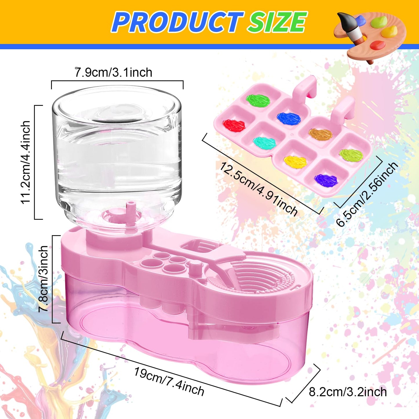 JEChrochen New Paint Brush Cleaner Tool, Acrylic Paint Brush Washing Station with Palette Face Paint Brush Water Cup for All Purpose Oil Watercolor Brush Painting Artist Professional Kits Accessories