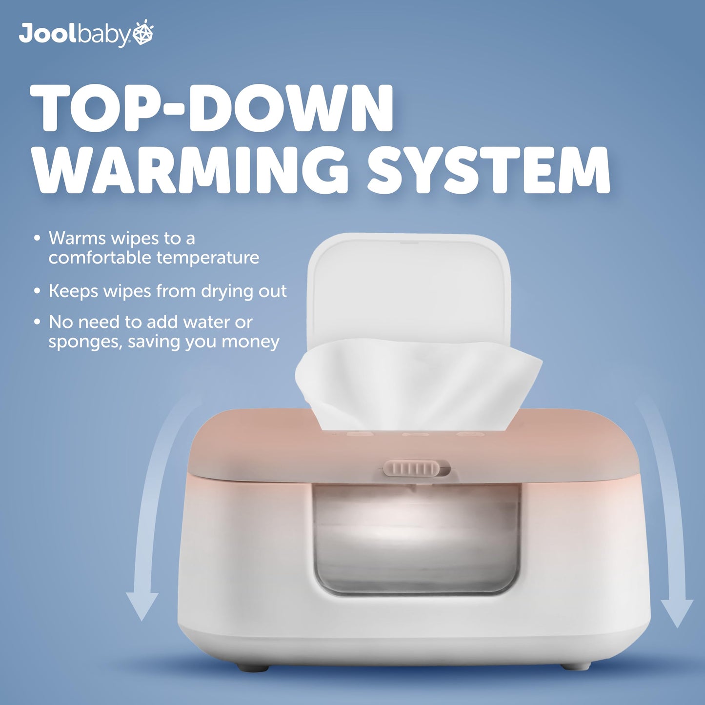Jool Baby TinyBums Baby Wipe Warmer & Dispenser with LED Changing Light & On/Off Switch (Gray)