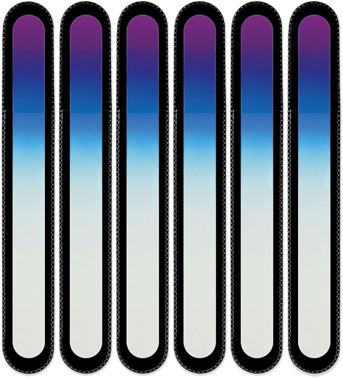 Mont Bleu Rainbow Crystal Nail File in Black Pouch - Large/Professional Size - Czech Tempered Glass - Handmade in Bohemia (Czech Republic)