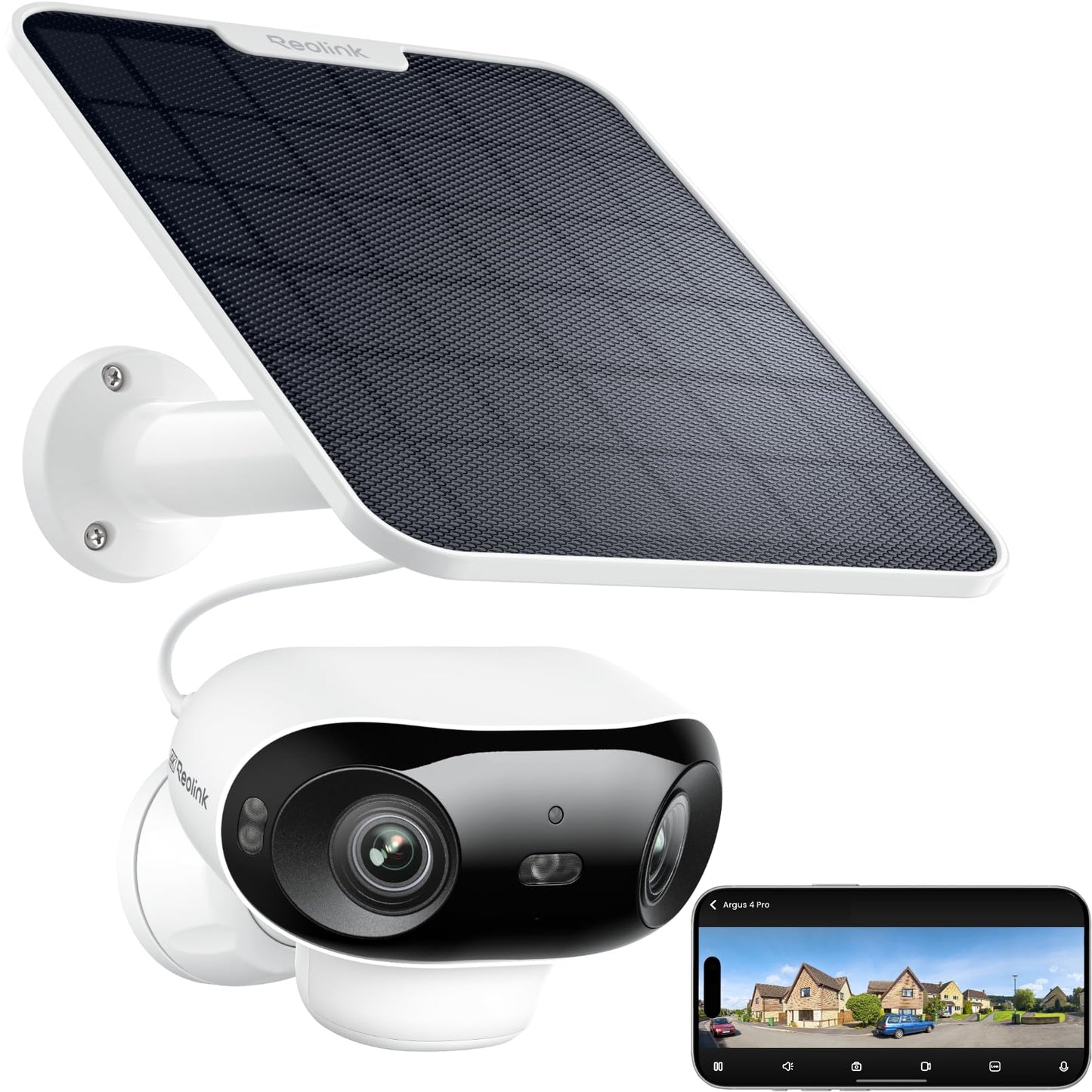 REOLINK Argus 4 Pro 4K Solar Camera Outdoor Wireless, 180° Dual-Lens 8MP Camera for Home Security, ColorX Night Vision, Smart People/Vehicle/Animal Detection, No Subscription, Local Storage