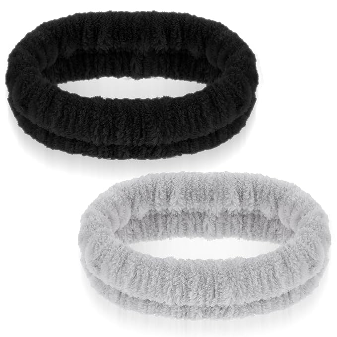2Pcs Spa Headband, Make Up Headband Hair Headband for Face Washing Hair Bands Men Absorbent Elastic Skin Care Head Band Wrap for Women Yoga Sports Shower Exercise