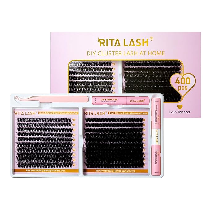 Lash Extension Kit 60D+100D Cluster lash kit Mixed Length D Curl Clusters Eyelash Extension Kit with LashBond & Seal & Remover & Tweezers, Lash Clusters DlY False Eyelashes, Summer Makeup 8-16mm